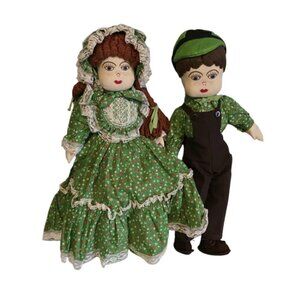 Vintage Handmade Dolls Vintage-Style Attire (Green/Brown)